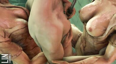 Busty babes blow and get fucked hard in Silent Hill XXX parody!