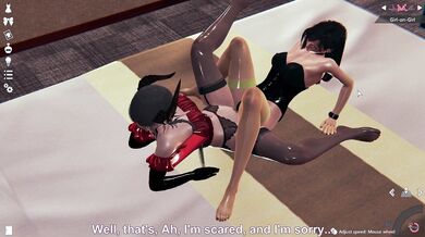 Lesbian Latex Gloves and Stockings Scissoring Action with Eliza and Tifa!