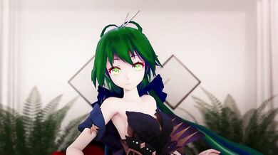 Luo Tianyi's Erotic Dance and Sex in a 3D World of Hentai with Her Dark Green Hair