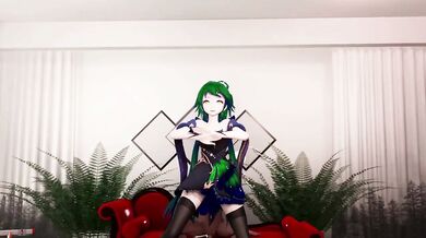 Luo Tianyi's Erotic Dance and Sex in a 3D World of Hentai with Her Dark Green Hair
