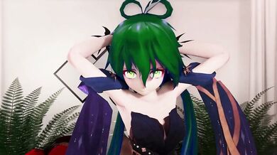 Luo Tianyi's Erotic Dance and Sex in a 3D World of Hentai with Her Dark Green Hair