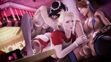 Jessie Fucks Tifa and Scarlet in a Blackjr Threesome