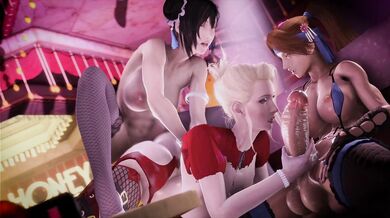 Jessie Fucks Tifa and Scarlet in a Blackjr Threesome