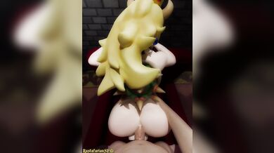 Bowsette gets banged from behind while taking it up the ass
