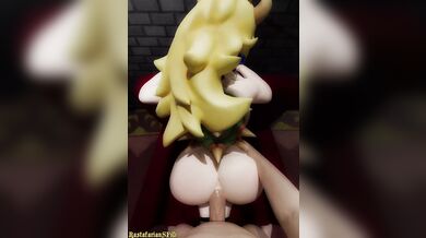 Bowsette gets banged from behind while taking it up the ass