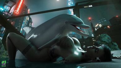 Judy takes on Dolphin's Big Dick in Night City [Uncensored][BeastlyJoe]