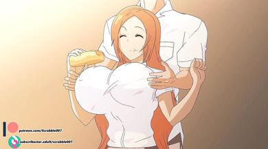 Milking Orihime's bouncy teats in zero-G [Scrabble007]