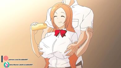 Milking Orihime's bouncy teats in zero-G [Scrabble007]