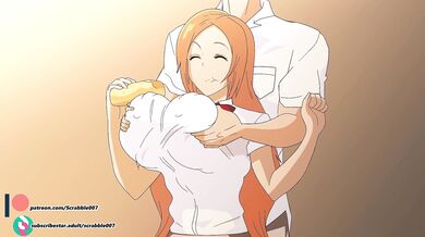 Milking Orihime's bouncy teats in zero-G [Scrabble007]