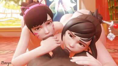 Mei and DVa Bond Through Intimate Exercise (black) [Bewyx]
