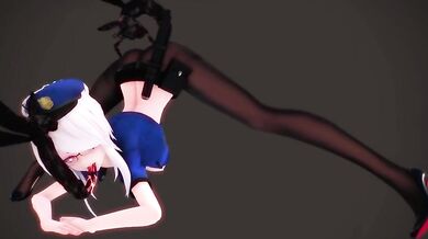 Black Silk Police Uniform Gets Weakened by the Tone of a Sexy Insect