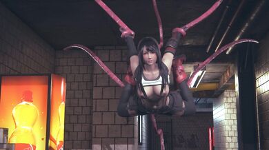 Monster Cocks Invade Tifa's Tight Asshole in a Public Train