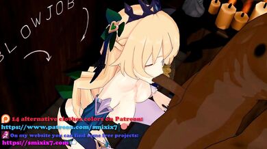 Fully Clothed Blonde Gets Impactful Blowjob in Genshin Hentai Porn