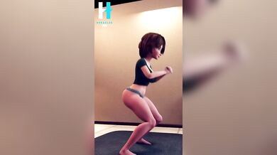 Busty Auntie Cass' Sweaty Workout