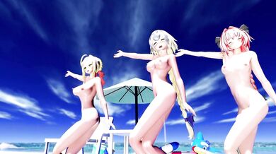 Beach Bummin' with Fate Grand Order Girls in MMD Hentai Porn