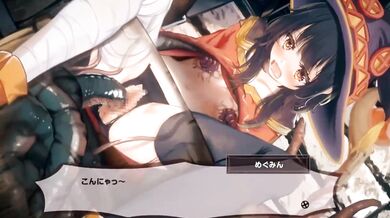 Tentacle Gangbang for Megumin's Tight Ass in Barrel Sex Orgy!