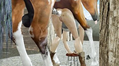 Reborn as a Horse, Lara Gets Double-Teamed by Her Own Creation!