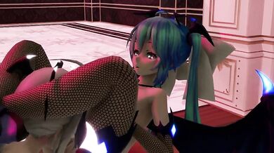 [Legacy] Haku, Rin and Miku's Tail-Swinging Succubus Orgy