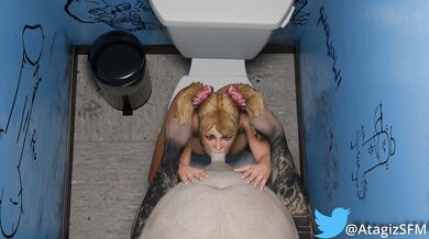 Public Bathroom Blowbang with Juliet