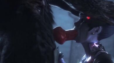 Tail-Between-Legs Lesbian Threesome with Lunar Lycans in Overwatch