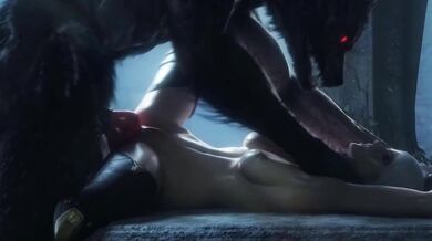 Tail-Between-Legs Lesbian Threesome with Lunar Lycans in Overwatch