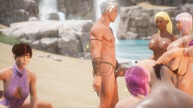 Public Jerk-off Party on the 3D Porn Beach