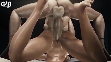 Ada Wong takes on Excella Gionne in a steamy lesbian sex scene