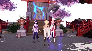 Aether-chad's Hot Threesome with Ei and Miko at the Shrine, Complete with Explosive Orgasms!