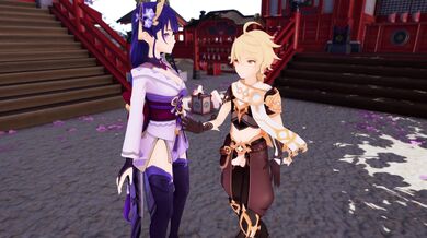 Aether-chad's Hot Threesome with Ei and Miko at the Shrine, Complete with Explosive Orgasms!