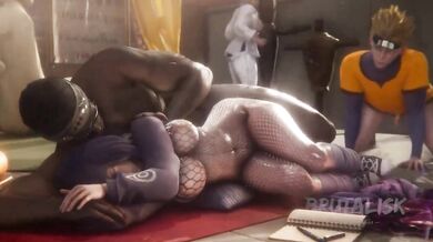 Black Bull Shafts Hinata's Tight White MILF Cunt while her Husband Watches in Disgraceful Jealousy