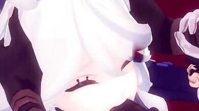 Hilichurl plows Furina's anal cavity with his massive member