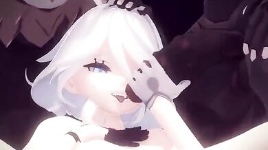 Hilichurl plows Furina's anal cavity with his massive member