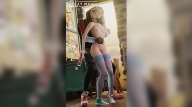 Gwen takes it hard and fast from behind while standing up.
