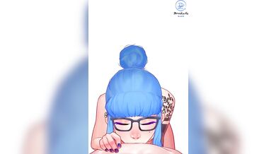 Busty Blue-Haired Beauty Gets a Steamy BJ in 'Brushzilla'