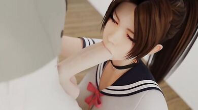 Hot Mai Shiranui Fucks in Classroom, Gaping Pussy Juice Leaks