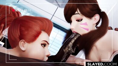 Double D.va and Brigitte Pleasure on Doomfist's Cock, 4K Quality Slayage