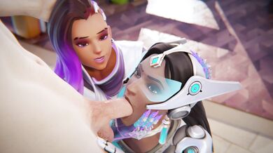 Beautiful Symmetra and Sexy Sombra Head-job Action, No Waste Matter