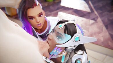 Beautiful Symmetra and Sexy Sombra Head-job Action, No Waste Matter