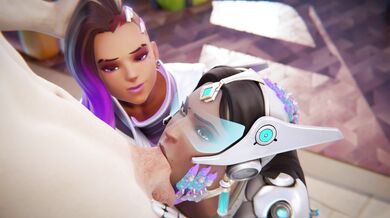 Beautiful Symmetra and Sexy Sombra Head-job Action, No Waste Matter