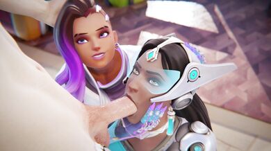 Beautiful Symmetra and Sexy Sombra Head-job Action, No Waste Matter