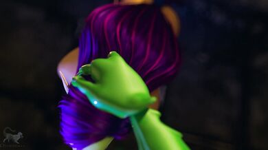 - Elfin Busty Sucks Green Alien's Dick oror - Purple Hair and Tits for the Green Monster's CockPlease enjoy this clip of a purple haired busty elf sucking off some weird dude with an exo-skeleton or something. Voice and script by Bordeaux Black. Th