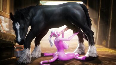 [B] Draenei Gives Oral to a Horse, Receives Pleasure in Return