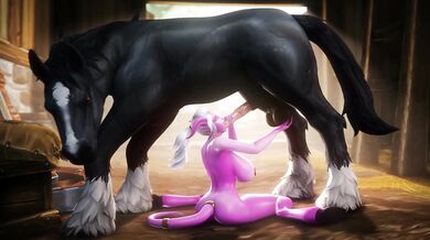 [B] Draenei Gives Oral to a Horse, Receives Pleasure in Return