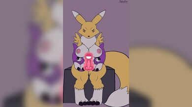 Renamon's Pussy Invaded by a Giant Dildo in a Short Animation