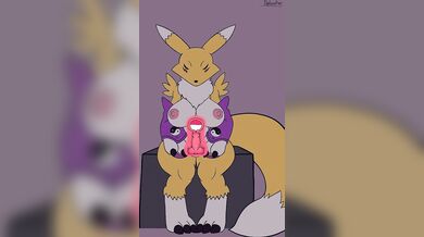 Renamon's Pussy Invaded by a Giant Dildo in a Short Animation