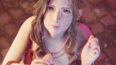 Aerith's Cum-filled Face [Red Dress] [Cumswallowing Senpai]