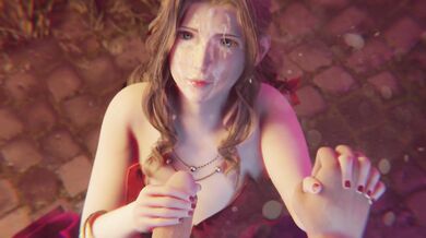 Aerith's Cum-filled Face [Red Dress] [Cumswallowing Senpai]