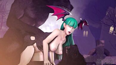 Morrigan Takes Two
======================A seductive succubus is engaging in a dangerous sexual act where she pleasures herself by inserting various objects inside her body. In this explicit hentai porn, the demoness uses her supernatural abilities to ma