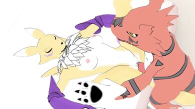 Renamon gets railed by Guilmon in a fang-fueled fantasy fuckfest!