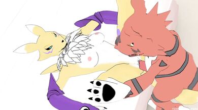 Renamon gets railed by Guilmon in a fang-fueled fantasy fuckfest!